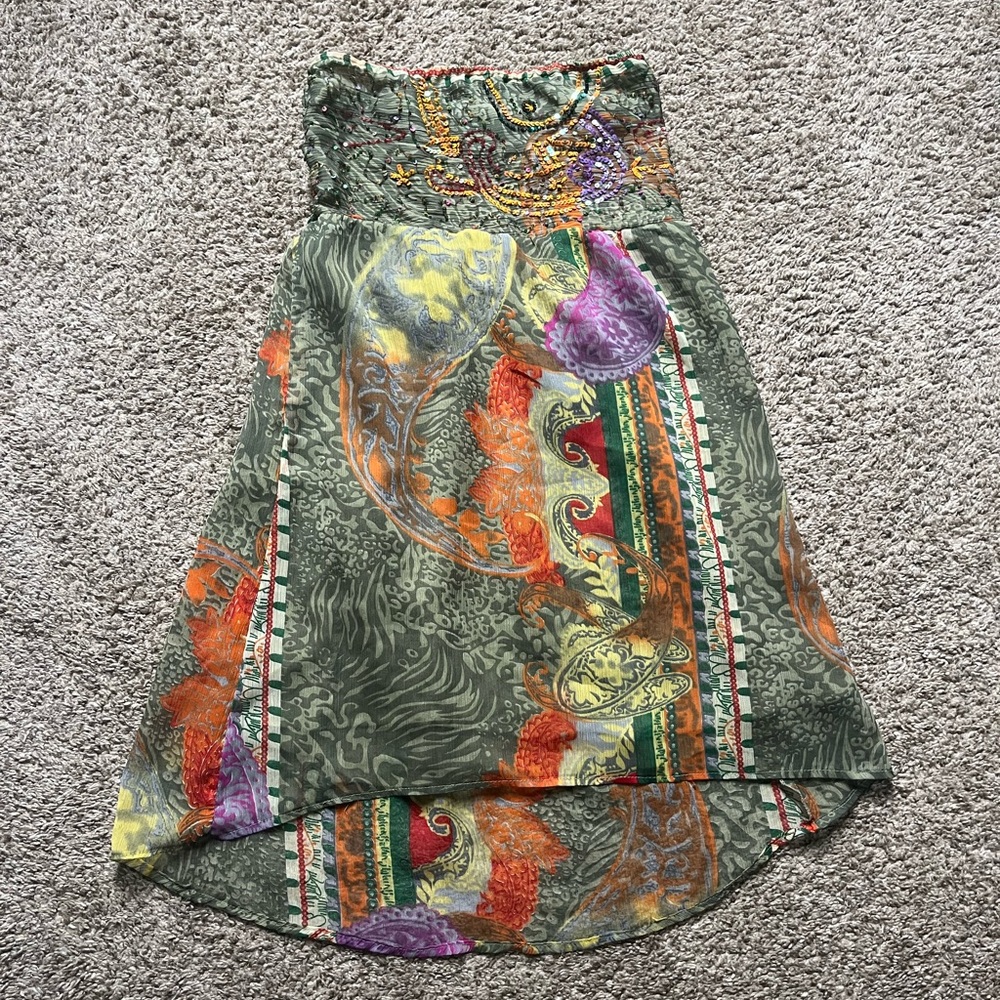 BKE Boho Strapless Paisley Mini Dress